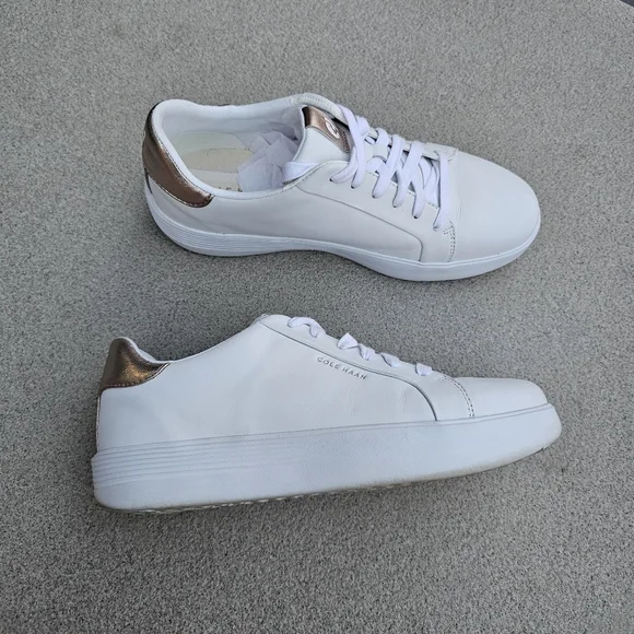 Cole Haan White and Gold Women's Sneakers - Picture 2 of 7